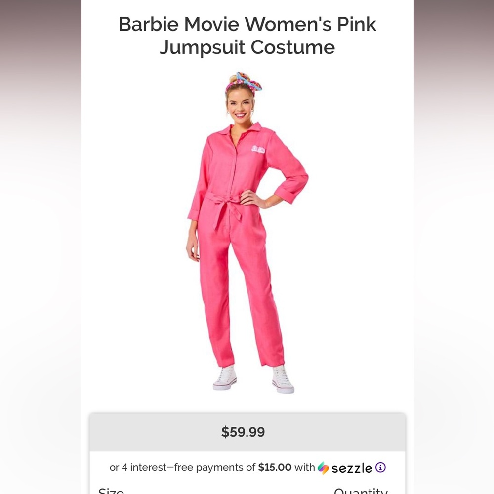 New Barbie Movie Women's Pink Jumpsuit Costume Size Small